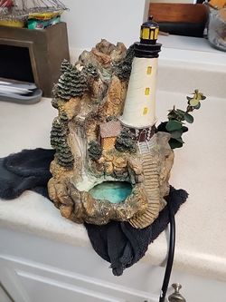 Decorative Lighthouse Waterfall Figurine