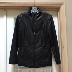 Womens Soft Black Leather Jacket Size M