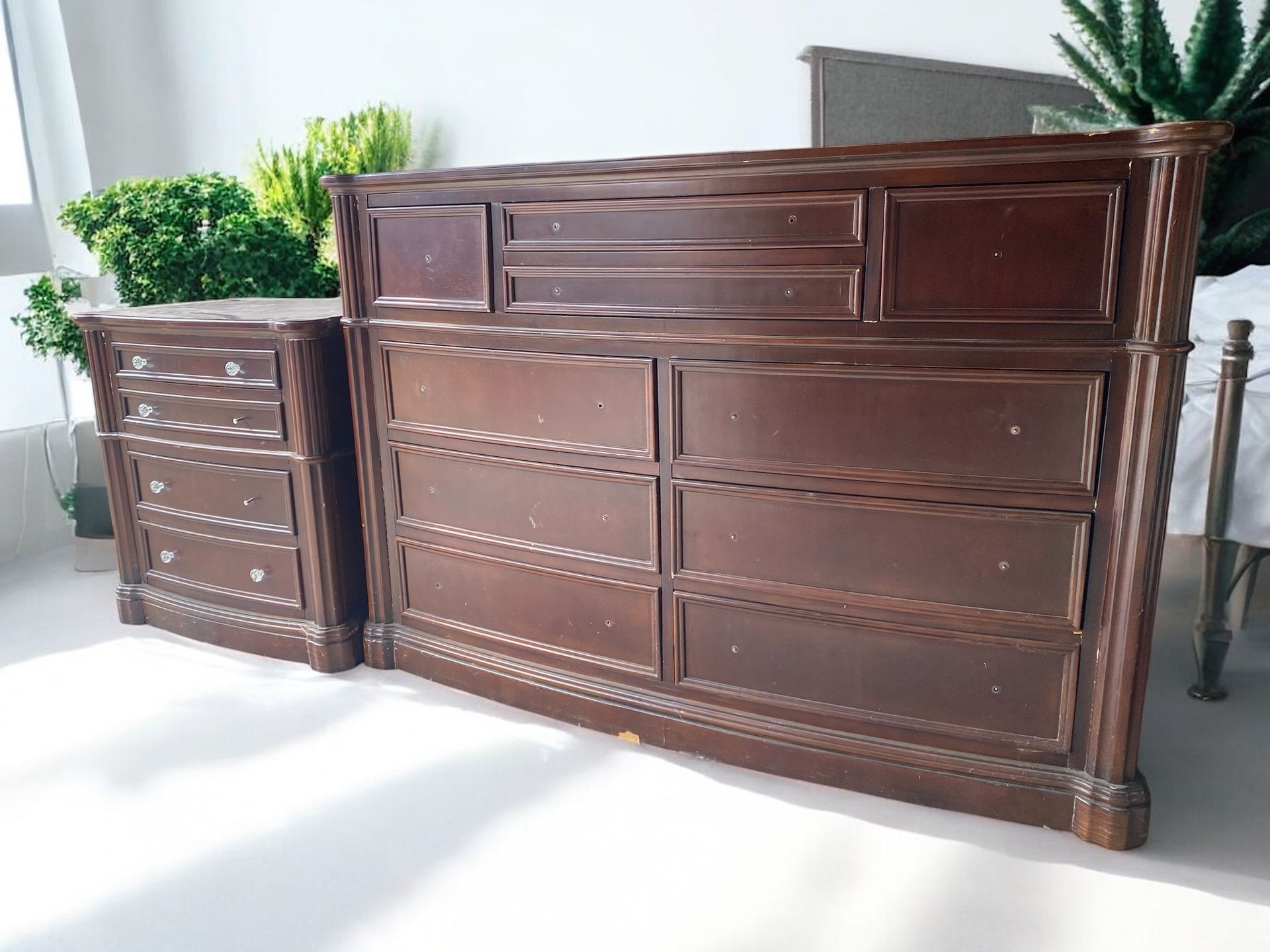 Large Dresser & Nightstand Solid Wood 