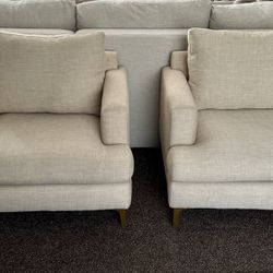 Set Of Linen Accent Chairs 