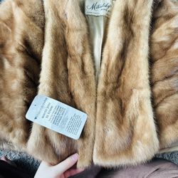 Real 100% Vintage Mink Stole Coat Cape Or Bolero Jacket 