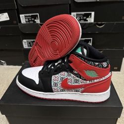 Jordan 1 Mid 'Ugly CHRISTMAS Sweater' DM1208-150 GS Size 6.5Y  Brand New
