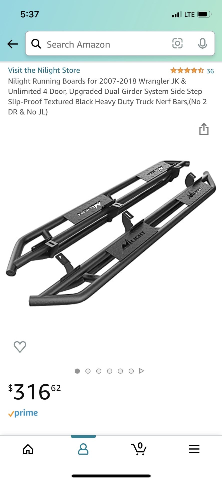 Nilight Running Boards for 2007-2018 Wrangler JK & Unlimited 4 Door, Upgraded Dual Girder System Side Step Slip-Proof Textured Black Heavy Duty Truck