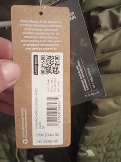  Eddie Bauer First Ascent MR Microtherm 2.0 Down Jacket in size M,