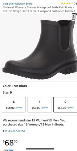 Madewell Women’s Chelsea Waterproof Ankle Rain Boots - Pull-On Design, Soft Leather Lining and Cushioned Footbed Thumbnail
