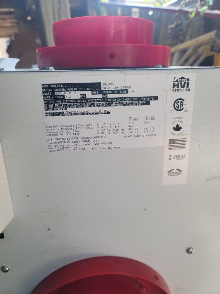 Lifebreath Heat Recovery Ventilator