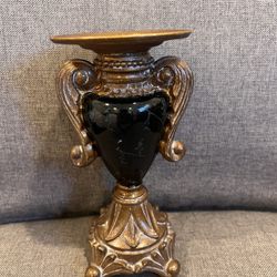 Vintage Candle Holder Ancient Rome Feel,  Faux Marble Resin China 7”