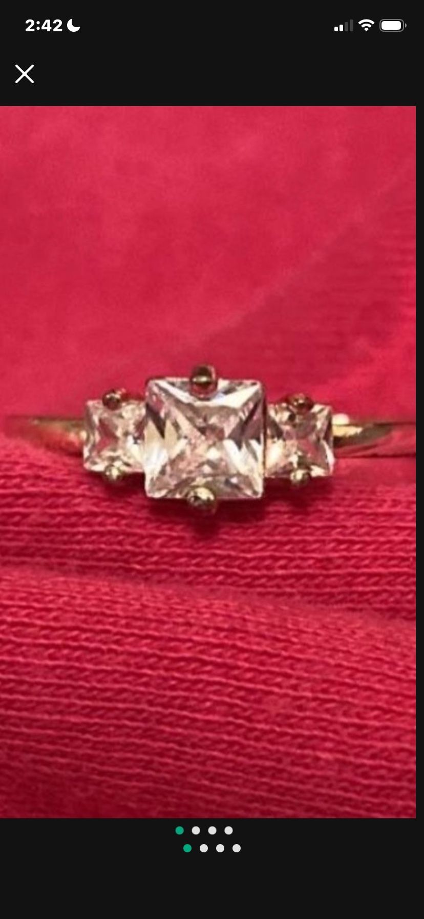 Costume Three Stone Diamond Ring Size 9