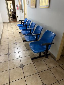 Blue Plastic Waiting Room Chairs Set of 4