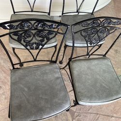 4 metal outdoor black chairs patio furniture set lot used with cushions 