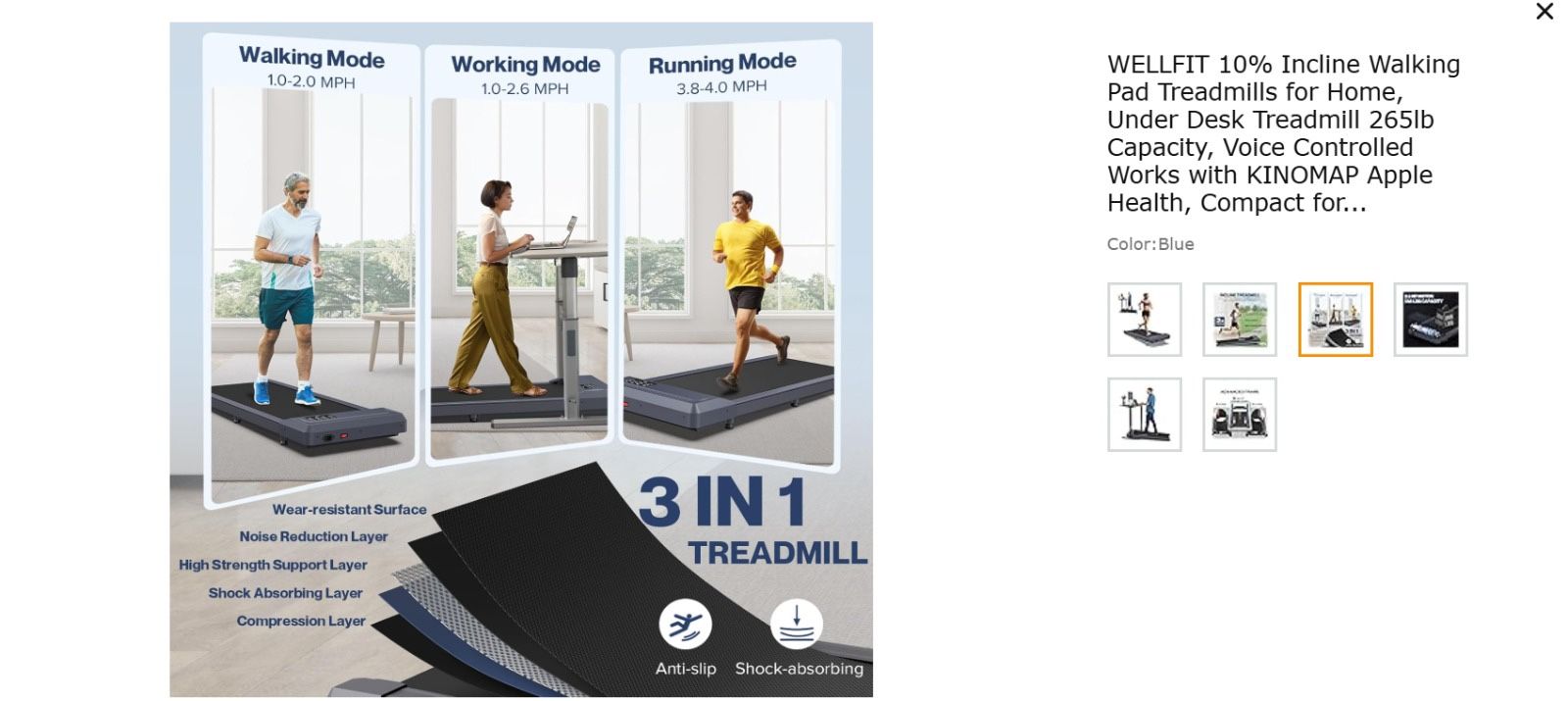 Well fit Incline Walking Pad Treadmills For Home