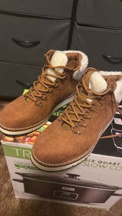 Women's Tan Suede Sherpa-Lined Ankle Boots size 7