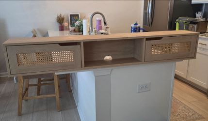 Rattan floating TV Stand