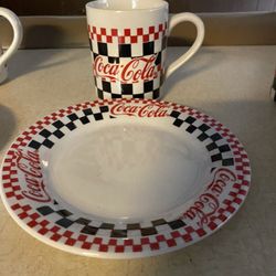 Coca-Cola eight piece stoneware snack set 1997 Gibson