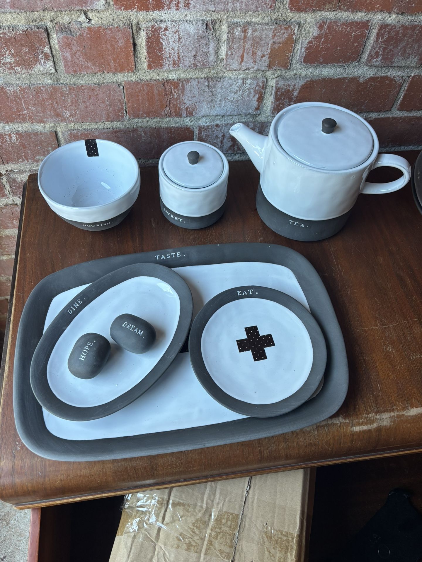*rare* Rae Dunn Black Clay Tea Set
