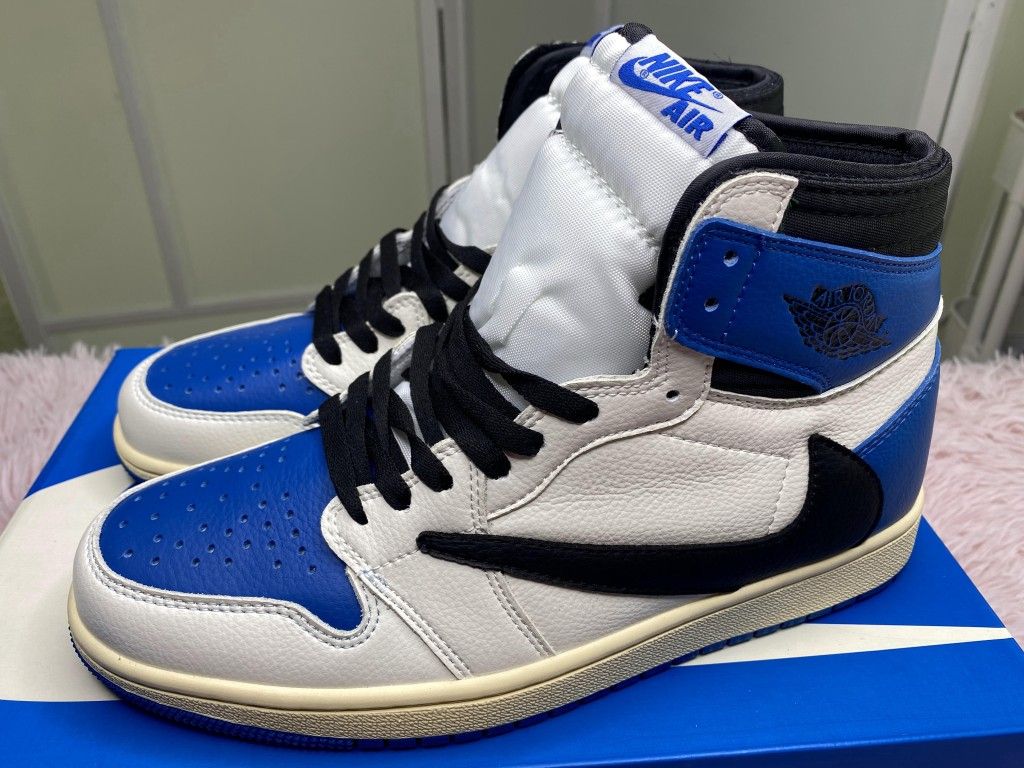 TRAVIS SCOTT FRAGMENT NIKE JORDAN 1 HIGH BLUE NEW SNEAKERS SHOES SIZE 9 9.5 A5