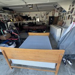 Queen Bed Frame W/ Box Frame And Mattress 