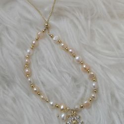 Natural pearl bracelet lovely gift for women adjustable diamond daisy flower