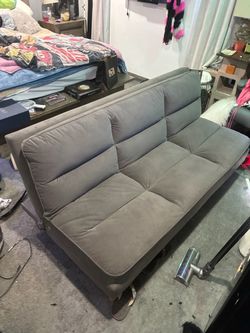 Gray Fabric Futon Sofa Bed