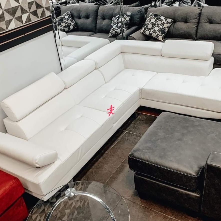 💐$39 DOWN Payment Only💐 Antares White Modern Sectional | U7100 