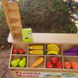 Farmers Market Kids Wood Fruit And Veggies Toys