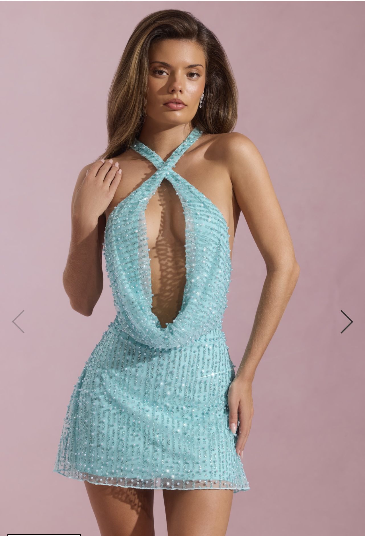Oh Polly Light Blue Backless Dress