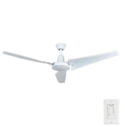 Hampton Bay Industrial 60 in. Indoor/Outdoor White Ceiling Fan with Wall Control, Downrod NEW