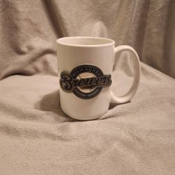 MILWAUKEE BREWERS Ceramic Pewter Coffee Mug Cup MLB Baseball White 2012