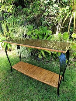 Retro Rattan Console Table