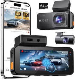 4K+2K Dash Cam Front & Rear, X5 Car Dash Camera with 3.39" Touchscreen