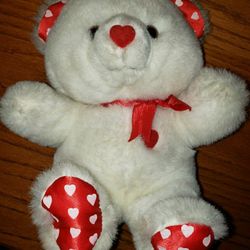 White Valentine's Day Bear with Red Hearts