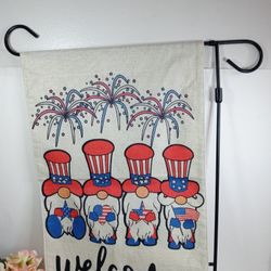 Patriotic gnome garden flag. Welcome garden flag. Gnome front door decor. 4th of July garden flag. USA decor