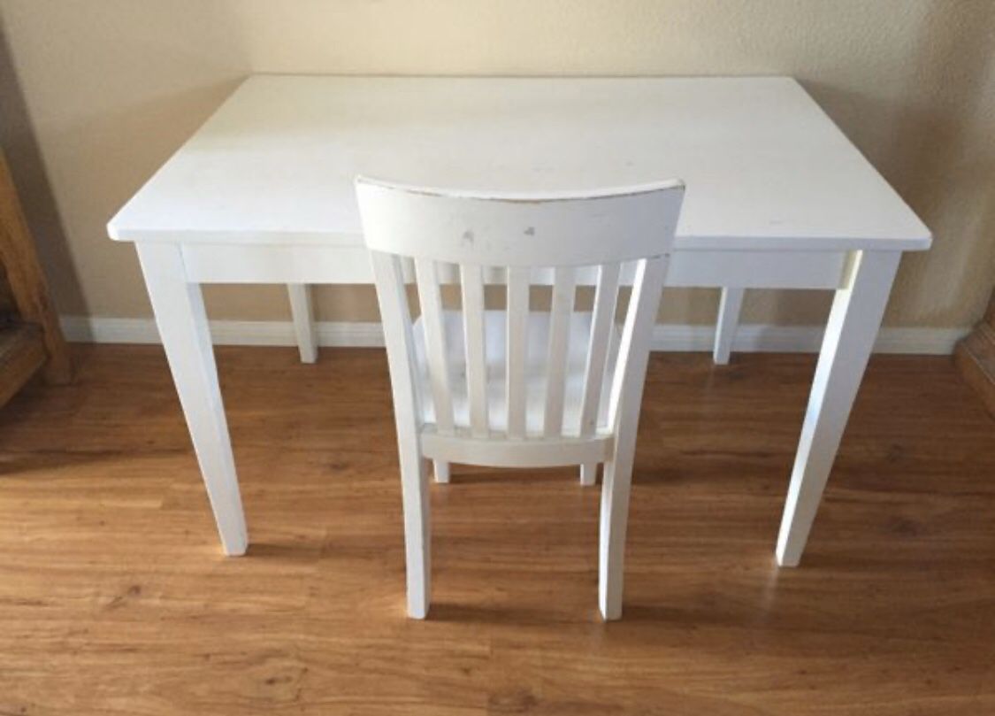 Kids White Desk/ Table and Chair
