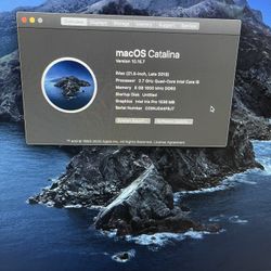Apple Imac Late 2013 Intel I5 2.7 Quad Core 8GB Ram 1TB Hdd Intel Iris Pro Graphics Card Catalina Installed
