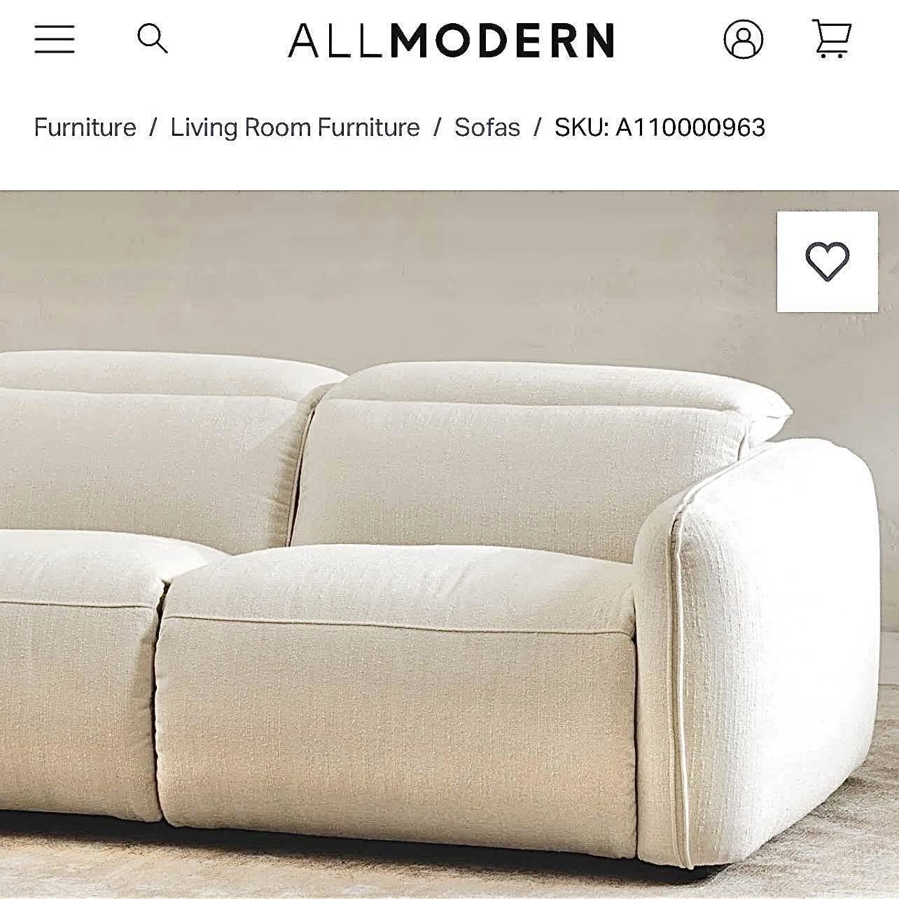 Free Delivery NEW FACTORY SEALED Power Recliner Luxury Sofa, Warm White Basketweave (Retail $4,000) 