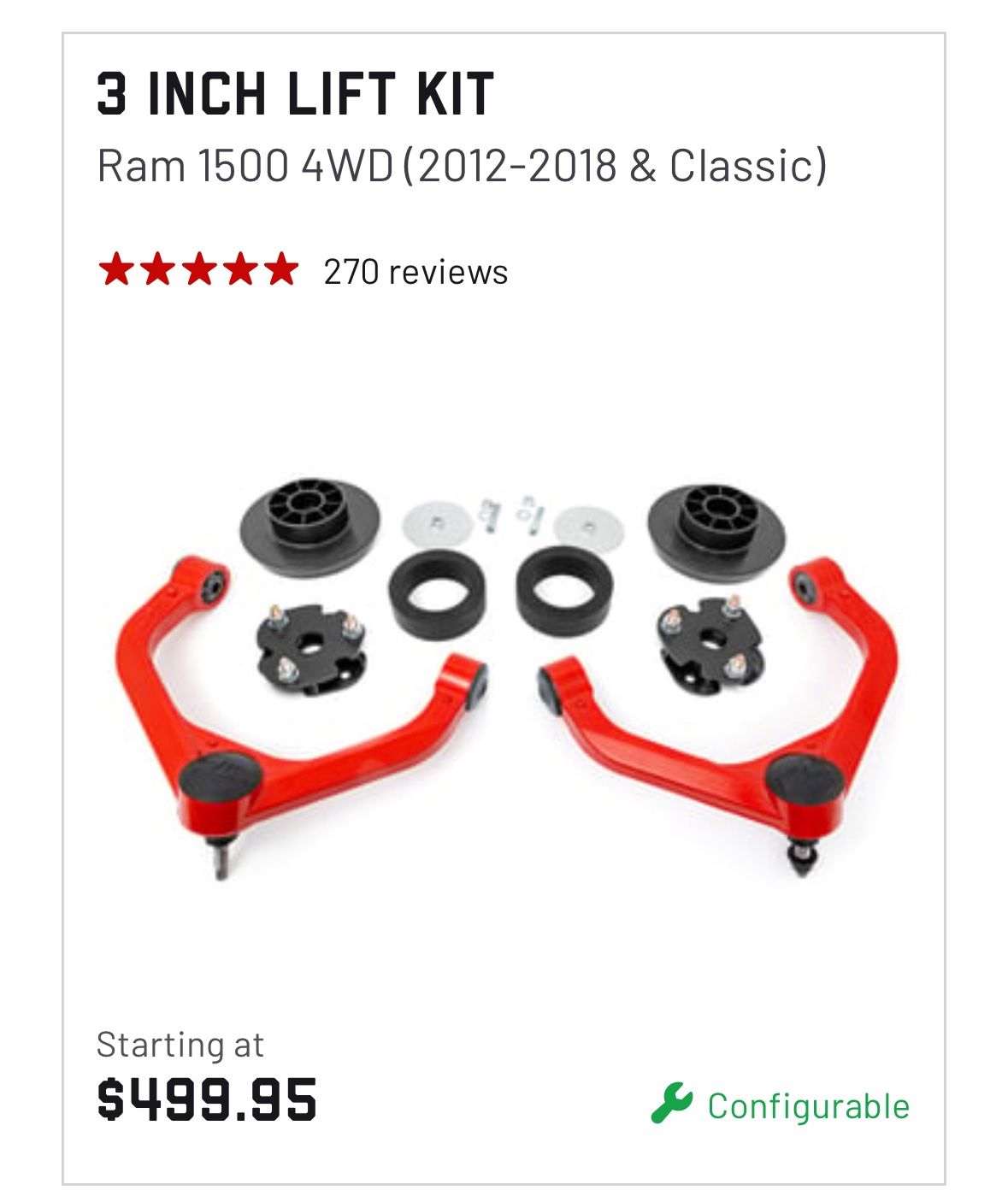 2012 Ram 1500 Rough country leveling Kit