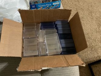 150 Top Loaders + several Plastic Boxes For Sports Cards, Pokemon, MTG Cards, Etc- No Cards Included