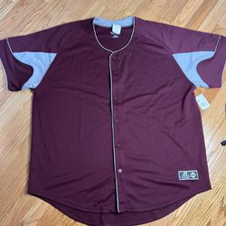 Russell Athletic Dri Power Baseball Jersey Adult 2XL Men's Button Up Maroon New 
