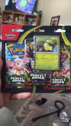 Pokemon Perfect Order 3-Pack Blister Chikorita Promo Factory Sealed New