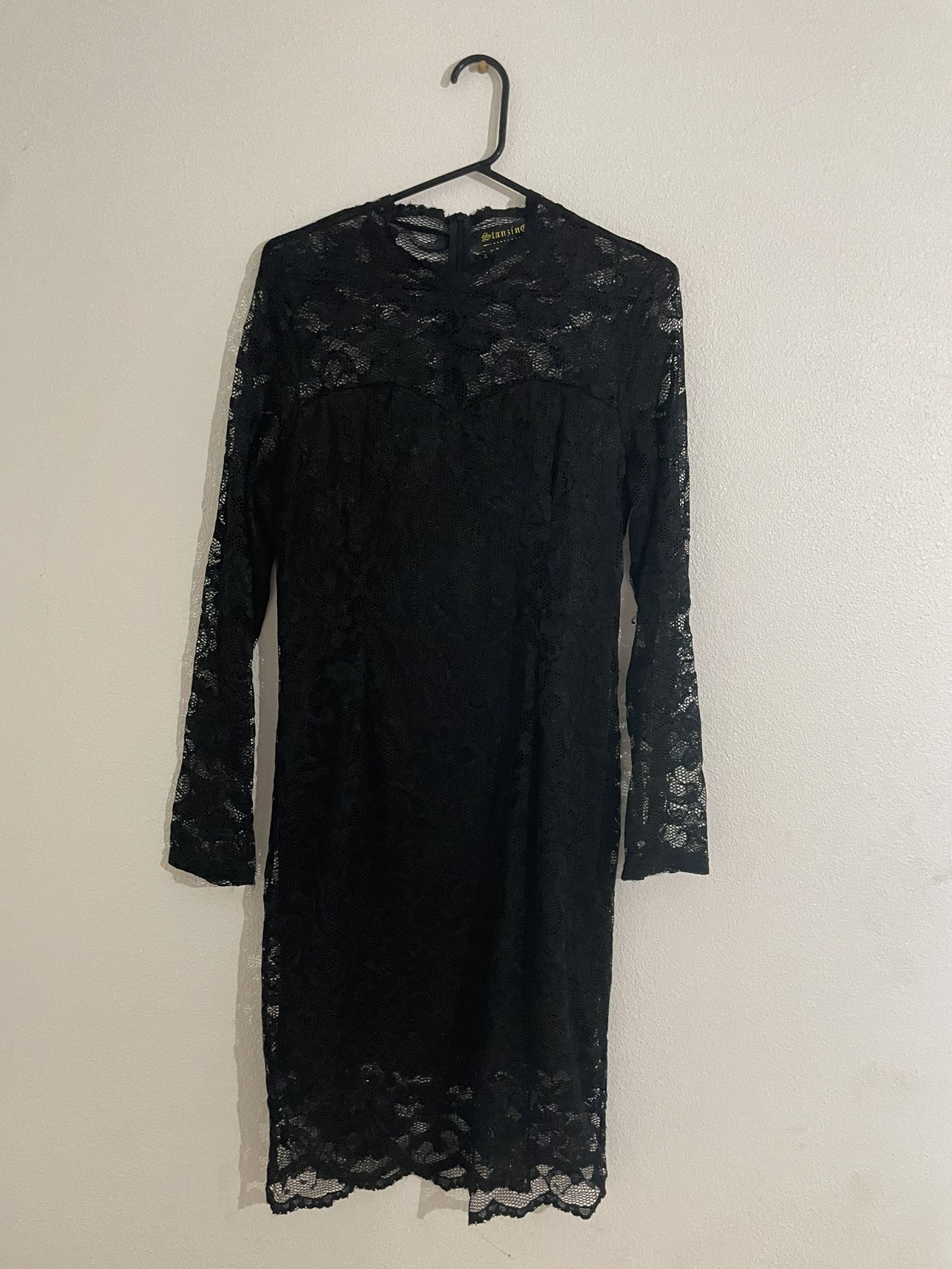 Stanzin Black Long Sleeve Lace Dress