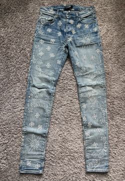 Amiri Blue, Pattern Print Skinny Jeans