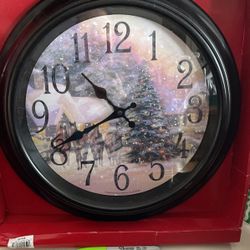 Christmas Clock With Horses In The Snow