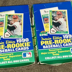 1990 CMC Pre-Rookie Premier Edition baseball cards, 36 unopened packs per box