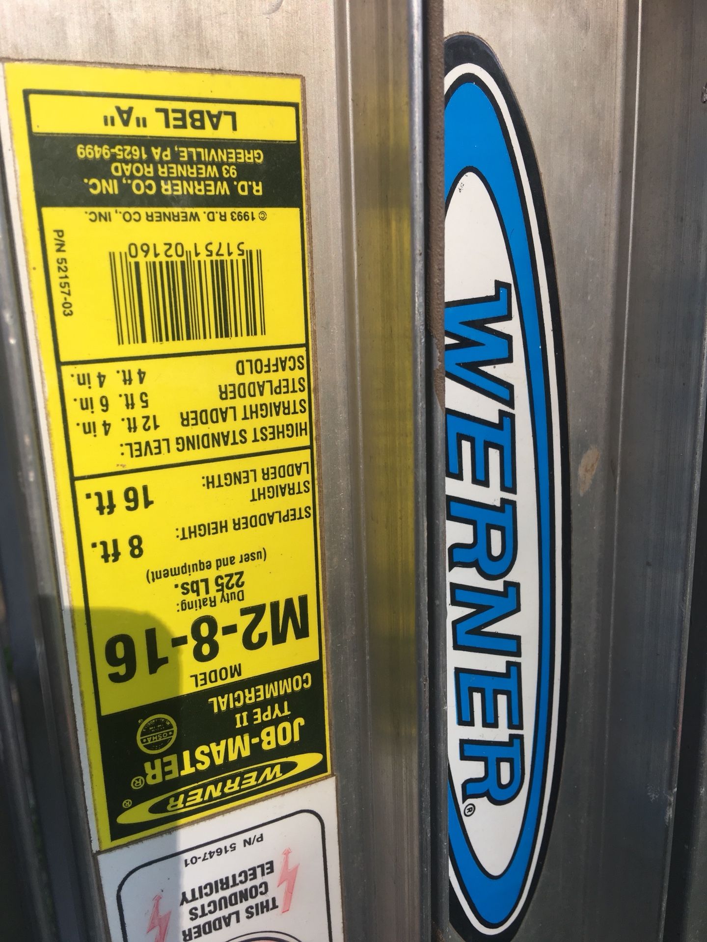 Werner M2 8-16ft aluminum folding multi-position ladder.