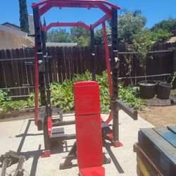 PowerLift USA Gym Double Sided squat Rack And 2 Adjustable Weight Benches