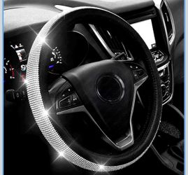 Bling Bling Diamond Leather Steering Wheel Cover