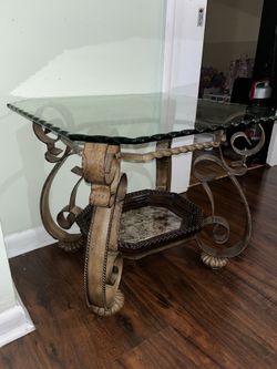 Glass Top Steel Table