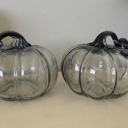 2 Hand blown Glass Pumpkins