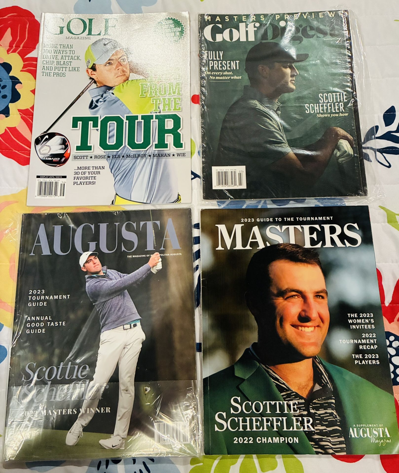 4 Golf Magazines ( 3 ) Scotty Sheffler And ( 1 ) Rory Mcilroy