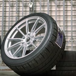 Titan 7 T-P10 18x9.5 +45 5x120 64.1 Heritage Silver with Xcomp HP 265/35R18